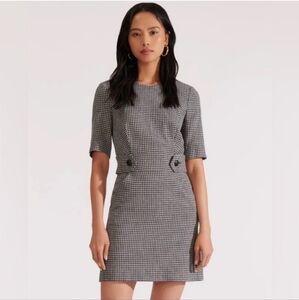 NWOT Veronica Beard Teddi Short Sleeve Sheath Dress Black & White Checked - 4